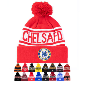 Chapeau d'hiver en tricot chaud à pompon rayé pour équipe sportive, bonnet personnalisé en tricot avec pompon, fournisseur de chapeaux - Product Image 1