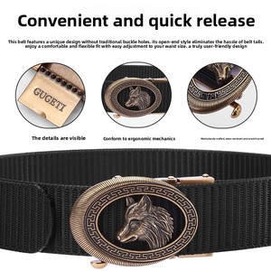 Ceinture pour homme confortable et tendance en polyester avec boucle à verrouillage automatique, largeur 3,4 cm, pour un style décontracté et urbain - Product Image 2