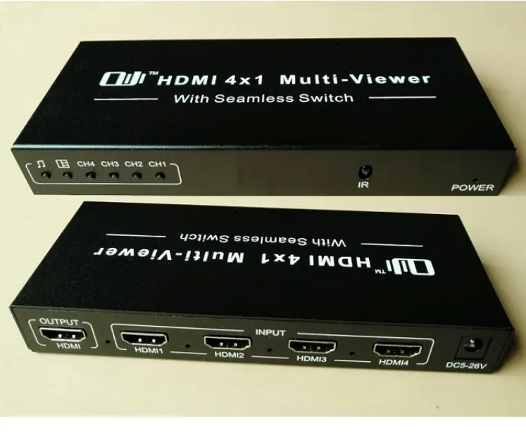ตัวแสดงหลายตัวที่รองรับ HDMI 4X1,หน้าจอสี่ตัว1080P ตัวแสดงแบบเรียลไทม์ตัวแยก HDMI-ตัวแยกสัญญาณแบบเปรียบเทียบได้ตัวสลับไร้รอยต่อพร้อม IR