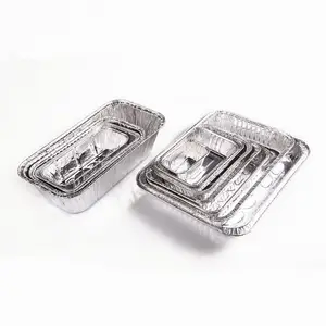 Aluminum Foil Tray Manufacturers Food Grade Utility Food Packaging Serving Plastic Lid Disposable Unique Catering Pans Silver TIA 1900ml Trays Aluminum Foil