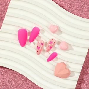 Prensa de almendras Pegamento corto en las <span class=keywords><strong>uñas</strong></span> <span class=keywords><strong>Rosa</strong></span> <span class=keywords><strong>Uñas</strong></span> postizas Diseño de corazón Pegamento <span class=keywords><strong>Mate</strong></span> <span class=keywords><strong>Uñas</strong></span> de plástico Cubierta completa Stick Lindo <span class=keywords><strong>Uñas</strong></span> artificiales - Product Image 3