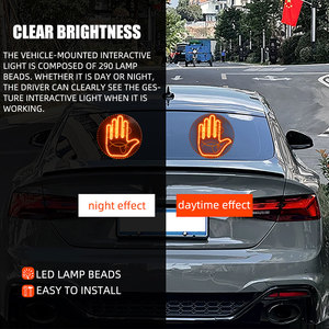 Feux d'avertissement à led Télécommande Funny Finger Car Interior Light Rear Window for Car Accessories LED Gesture Car Emoticon Light - Product Image 4