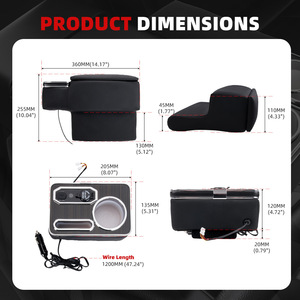 Boîte d'accoudoir de voiture avec porte-gobelet et rangement pour Toyota Hiace série 200, pièces de modification de console centrale en cuir - Product Image 3