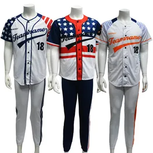 Ukuran besar kustom sublimasi uniseks kustomisasi Jersey bisbol anak laki-laki bersirkulasi set kaus bisbol pakaian Softball untuk wanita
