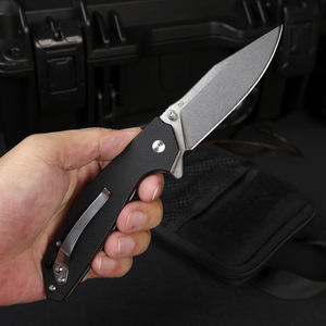 سكين جيب قابل للطي بتصميم بسيط وشفرة من فولاذ D2. أداة للتخييم والبقاء على قيد الحياة والدفاع عن النفس في الهواء الطلق. مصنوع من مادة G10 باللون الأسود. - Product Image 5