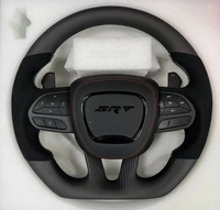 Volant en fibre de carbone de qualité pour Dodge Challenger Charger Srt, volant de voiture personnalisé en CF avec éclairage LED, échappement Rpm 2013+