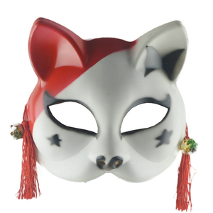 Di nuova progettazione dipinto di volpe in stile antico maschera-mezza faccia demone volpe per Halloween Cosplay - <span class=keywords><strong>Anime</strong></span> faccia di gatto - Product Image 2