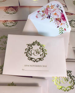 Emballage de carte de remerciement personnalisée, enveloppe d'<span class=keywords><strong>invitation</strong></span> de mariage, avec doublure florale - Product Image 5