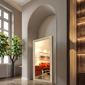 <span class=keywords><strong>Espejo</strong></span> de Pared <span class=keywords><strong>Barroco</strong></span> Ornamentado con Marco Tallado en Color Blanco Crema para Sala de Estar, Entrada, Decoración del Hogar, Venta al por Mayor - Product Image 2