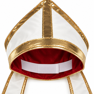 <span class=keywords><strong>Chapeau</strong></span> <span class=keywords><strong>de</strong></span> Mitré <span class=keywords><strong>de</strong></span> <span class=keywords><strong>Pape</strong></span> en Peluche Blanc Doré Personnalisé pour Adulte, Réglable, pour Costume Religieux, Fête, Spectacle Scénique, Vente en Gros - Product Image 6