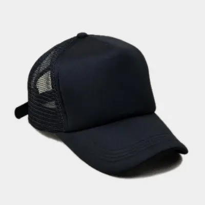 fashion 5 panel blank black mesh foam trucker cap and snap back cap