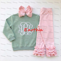 Ensemble de leggings et sweat-shirt à volants pour bébé, en coton, tenue 2 pièces pour tout-petits, vente en gros, ensemble de vêtements pour filles