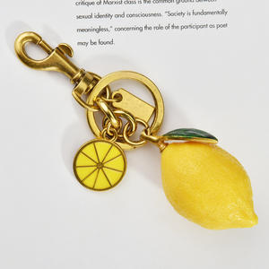 Mignon coloré citron fruits porte-clés accessoire pendentif strass embelli métal porte-clés - Product Image 6