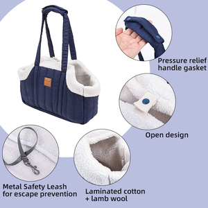 Lüks kumaş köpek taşıma çantası taşınabilir çevre dostu açık Tote küçük köpekler ve kediler için fermuar kapatma ile - Product Image 3