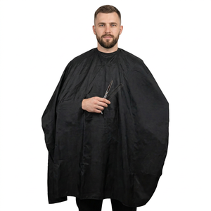 Cape de barbier personnalisée en polyester noir, imperméable, légère, respirante, pour la coiffure et la coupe de cheveux, capes de barbier professionnelles - Product Image 2