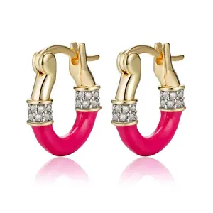 Milskye Fashion 14k Jewelry Copper Plated Women's Zircon Enamel Earrings Wholesale