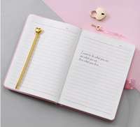 Wenshun 2026 A5 Carnet en cuir PU avec cadenas d'amour, carnet d'étudiant mignon, reliure cousue, 100 g/m², 136 feuilles, cadeau scolaire