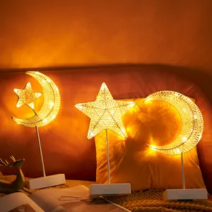 Comodino da comodino comodino comodino comodino comodino comodino comodino decorazione luna stella Ramadan lampada da scrivania a batteria calda lampada a LED a mezzaluna