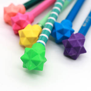 Vendita diretta della fabbrica-Multi-angolo tappo a matita gomma con 3D stella poligonale colorato in gomma speciale studenti 30-40 Pack promozione - Product Image 3