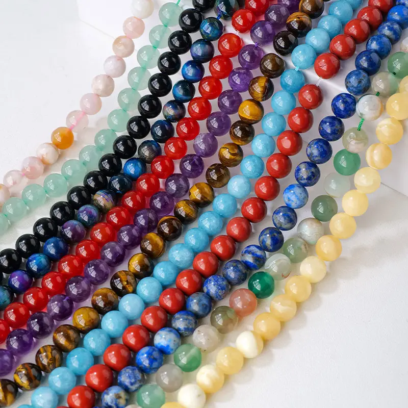 Wholesale Natural Stone Lapis Citrine Garnet Amazonite Agate Amethyst Moonstone Labradorite Lace Agate Tiger Eye Unakite Beads