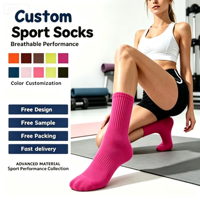 Chaussettes de sport en coton et élasthanne pour hommes et femmes, respirantes, antidérapantes, avec logo personnalisé, broderie, pour activités de plein air, vente en gros