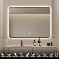Miroir de salle de bain LED pour projet hôtelier, anti-buée, à commande tactile, éclairé, pour rénovation de salle de bain