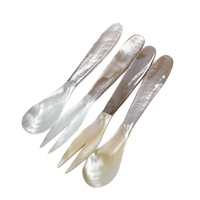 Ensemble cuillère et fourchette à café en forme de coquille de 12 cm, personnalisable avec logo, finition miroir, fait main, cuillère masque et fourchette à thé
