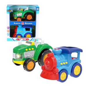 Lot de 2 voitures de <span class=keywords><strong>dessin</strong></span> <span class=keywords><strong>animé</strong></span>, tracteurs agricoles et trains, véhicules à friction en plastique avec sirène lumineuse, jeux en plein air pour enfants, aventures amusantes. - Product Image 5