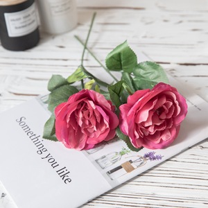 Rose artificielle CallaFloral, branche unique, rose rouge, tissu tissé, décoration de mariage, style INS, plantes vertes - Product Image 1