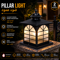Lampe de poteau extérieure moderne avec cadre de fenêtre cintrée et verre dépoli