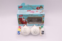2 pièces de peinture à la main en céramique de Noël pour boule Kit de décoration de peinture et de pinceau assortis pour bonhomme de neige renne pendentif en porcelaine