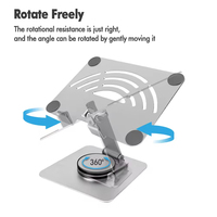 Support de téléphone portable flexible, rotation à 360°, hauteur réglable, pliable, en alliage d'aluminium argenté, compatible iPad, pour ordinateur portable et bureau