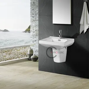 Lavabo de mano de arte nuevo moderno para baño Lavabo colgado en la pared de cerámica blanca