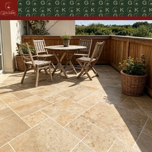 Dalles <span class=keywords><strong>de</strong></span> sol en <span class=keywords><strong>pierre</strong></span> calcaire beige doux GOLDKING pour hôtels et villas <span class=keywords><strong>de</strong></span> luxe, finition polie, pré-coupées, pour grands projets, usage intérieur et extérieur - Product Image 3