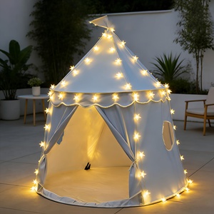 Tente de jeu en forme de yourte mongole bleu clair pour enfants, jeu de rôle, maison de jeu intérieure, petite tente de princesse pour filles avec lumières étoilées - Product Image 4