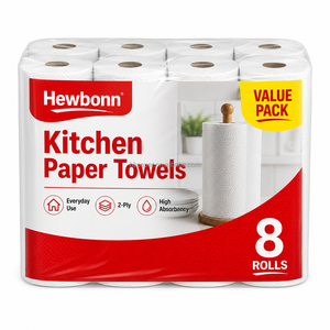 Rouleau de papier essuie-tout de cuisine gaufré, 1 pli, en pâte de bois vierge blanche, haute absorption, soluble dans l'eau (Marque <span class=keywords><strong>Dimo</strong></span>) - Product Image 2