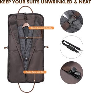 Borsa da Viaggio per Affari, Valigia in Pelle da Uomo, Borsa Porta Abiti da Viaggio - Product Image 4