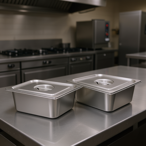 Recipientes para Baño María de Acero Inoxidable, Tamaño 1/2, 6 Pulgadas de Profundidad, Tapas Antideslizantes, para Catering, Almacenamiento, Restaurantes y Hoteles - Product Image 2
