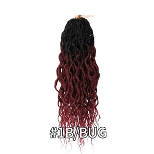 Extension per Capelli Crochet Queen Locs per Donne, <span class=keywords><strong>Trecce</strong></span> Sintetiche <span class=keywords><strong>Africane</strong></span> Faux Locs con Punte Ricce, Colori Nero e Marrone Tinti Chimicamente - Product Image 3
