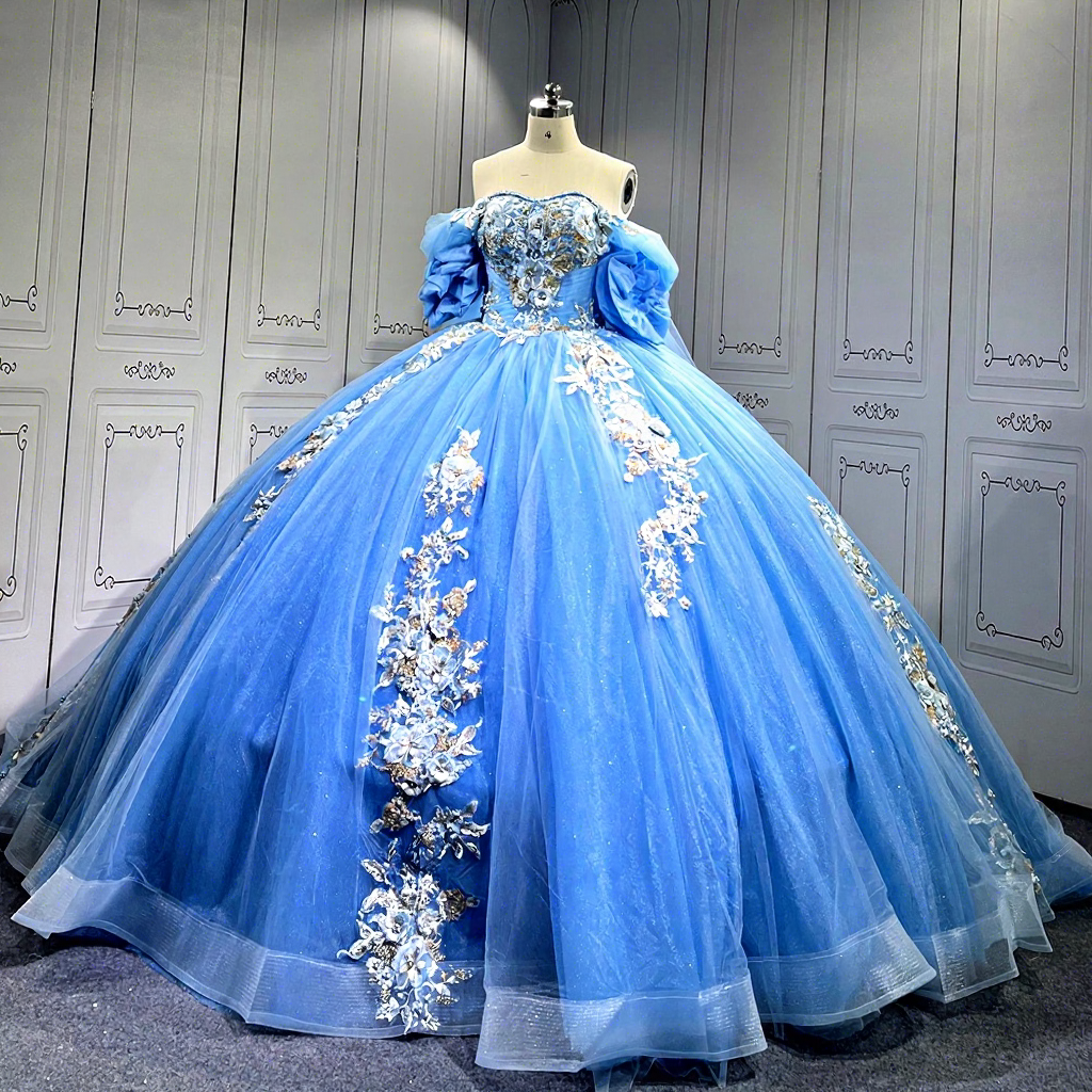 Elegant Designs for Your Perfect Day: Quality blue and silver quinceanera  dresses for Business Buyers