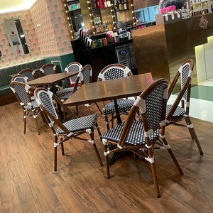 <span class=keywords><strong>Bistro</strong></span> francés muebles de exterior café Hotel estilo francés <span class=keywords><strong>Bistro</strong></span> sillas de ratán exterior Patio silla terraza restaurante comedor conjunto - Product Image 4