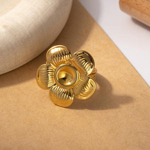 Anillos de Acero Inoxidable con Diseño de Girasol Dorado Estilo Europeo JZ182 - Product Image 5