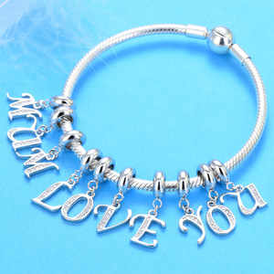 Colgante de Plata de Ley 925 con <span class=keywords><strong>Letra</strong></span> Inicial <span class=keywords><strong>L</strong></span>, Personalizado con Alfabeto y Circonitas, para Pulseras DIY - Product Image 3