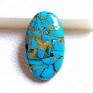 Impresionante cabujón turquesa de cobre de alta calidad, joyería turquesa única, forma ovalada, 19x33x5mm, Gema suelta - Product Image 1