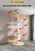Arbre à chat de plafond à sol, griffoir pour animaux de compagnie en bois et sisal, maison pour chat durable, robuste et lavable, jouet pour chats d'intérieur