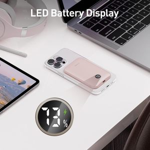 Cadeaux, articles promotionnels, batterie externe sans fil 18W, chargeur magnétique rapide et sûr, <span class=keywords><strong>mini</strong></span> batterie externe rose avec affichage numérique - Product Image 4