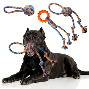 ของเล่นสุนัขแบบใหม่ ผ้าฝ้ายแบบอินเทอร์แอคทีฟ ของเล่นตุ๊กตาแบบกำหนดเอง ของเล่นเชือกสำหรับกัดทำความสะอาดฟัน ชุดของเล่นฝึกกัดสำหรับสุนัข - Product Image 1