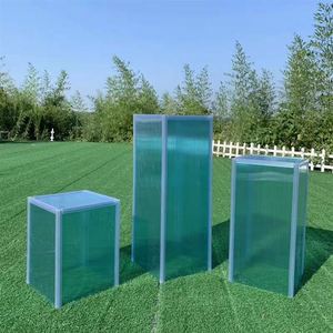 Venta caliente de <span class=keywords><strong>la</strong></span> boda pedestal de cristal colorido soporte de exhibición de cristal cuadrado fiesta pilares para eventos - Product Image 2