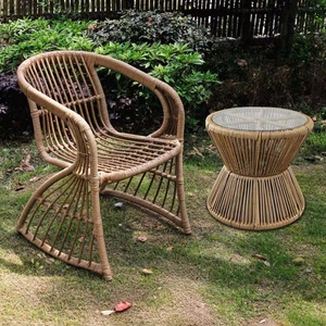 Fauteuils classiques en <span class=keywords><strong>osier</strong></span> tressé à la main avec coussins confortables pour <span class=keywords><strong>terrasse</strong></span>, balcon, jardin extérieur - Product Image 5