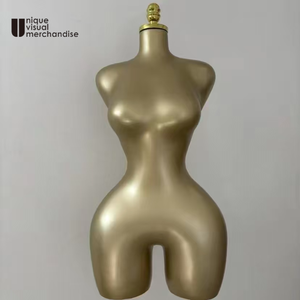 Maniquíes BBL Individuales - Gráficos de Datos por Artículo/Tienda: Maniquíes Femeninos de Boutique con Curvas, Parte Superior del Cuerpo Dorada - Product Image 1